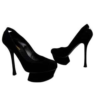 Nicholas Kirkwood Women's Pumps 36 Black Suede Pearl Slip-On Platform Heels